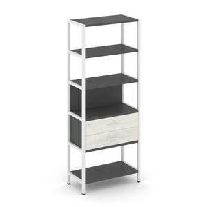 Односекционный стеллаж пятиярусный с ящиками