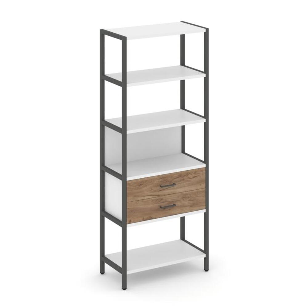 Односекционный стеллаж пятиярусный с ящиками