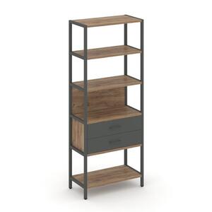 Односекционный стеллаж пятиярусный с ящиками