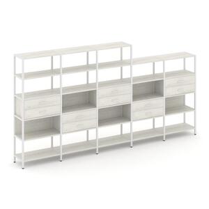 Пятисекционный стеллаж пятиярусный с ящиками