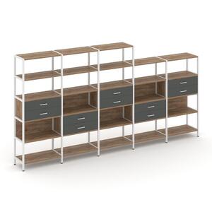 Пятисекционный стеллаж пятиярусный с ящиками