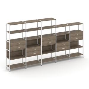 Пятисекционный стеллаж пятиярусный с ящиками