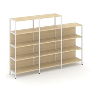 Трехсекционный стеллаж четырех/трехярусный