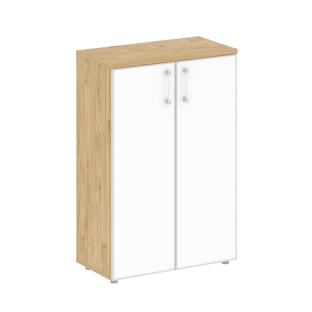 Шкаф средний широкий (2 средних фасада стекло лакобель белый в раме)