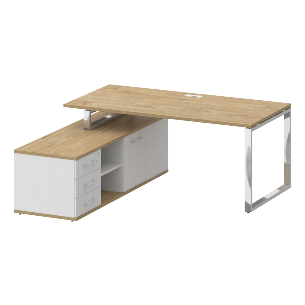 Стол руководителя с опорной греденцией, левый