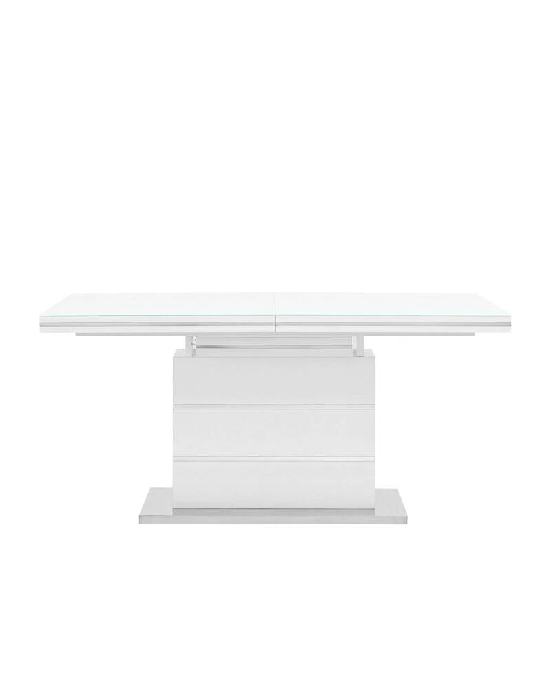 Стол обеденный Глазго раскладной 160-215*90 глянцевый белый
