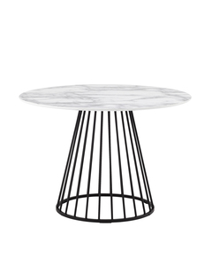 Стол обеденный Ливерпуль 110*110 белый мрамор черная ножка