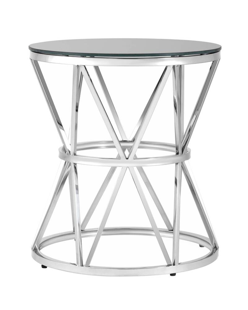 Журнальный стол 50*50 ВИВА серебро стекло черное