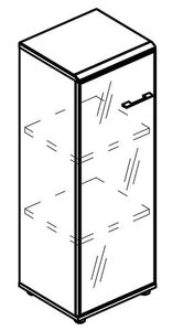 Шкаф средний узкий дверь стекло в рамке левый (топ МДФ)