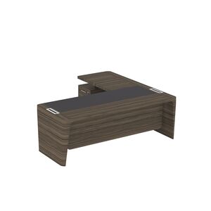 Стол для руководителя левый с кожаным бюваром, приставкой на малой тумбе и фронтальной панелью