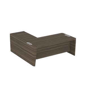 Стол для руководителя правый с приставкой на большой тумбе и фронтальной панелью