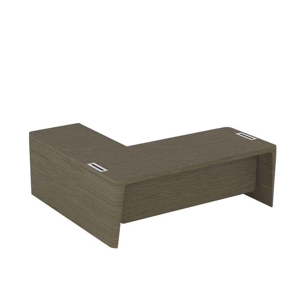 Стол для руководителя правый с приставкой на большой тумбе и фронтальной панелью