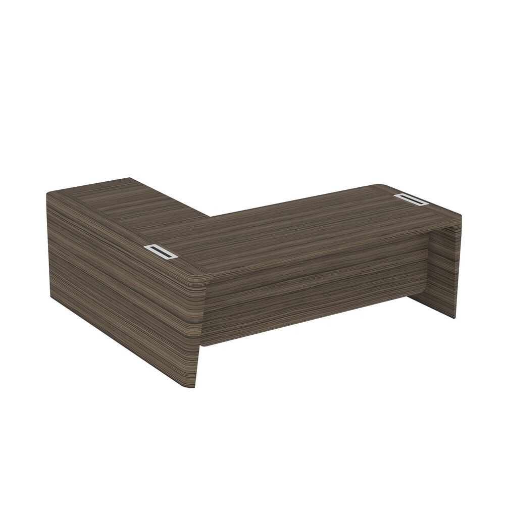 Стол для руководителя правый с приставкой на большой тумбе и фронтальной панелью