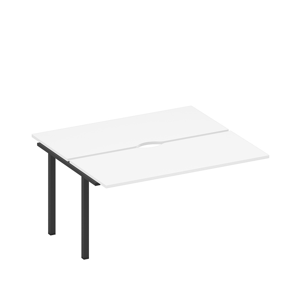 Секция стола рабочей станции на металлокаркасе, столешницы с вырезом