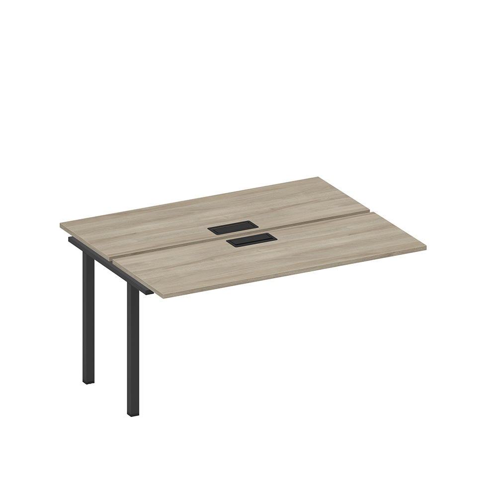 Секция стола рабочей станции на металлокаркасе, столешницы с заглушкой