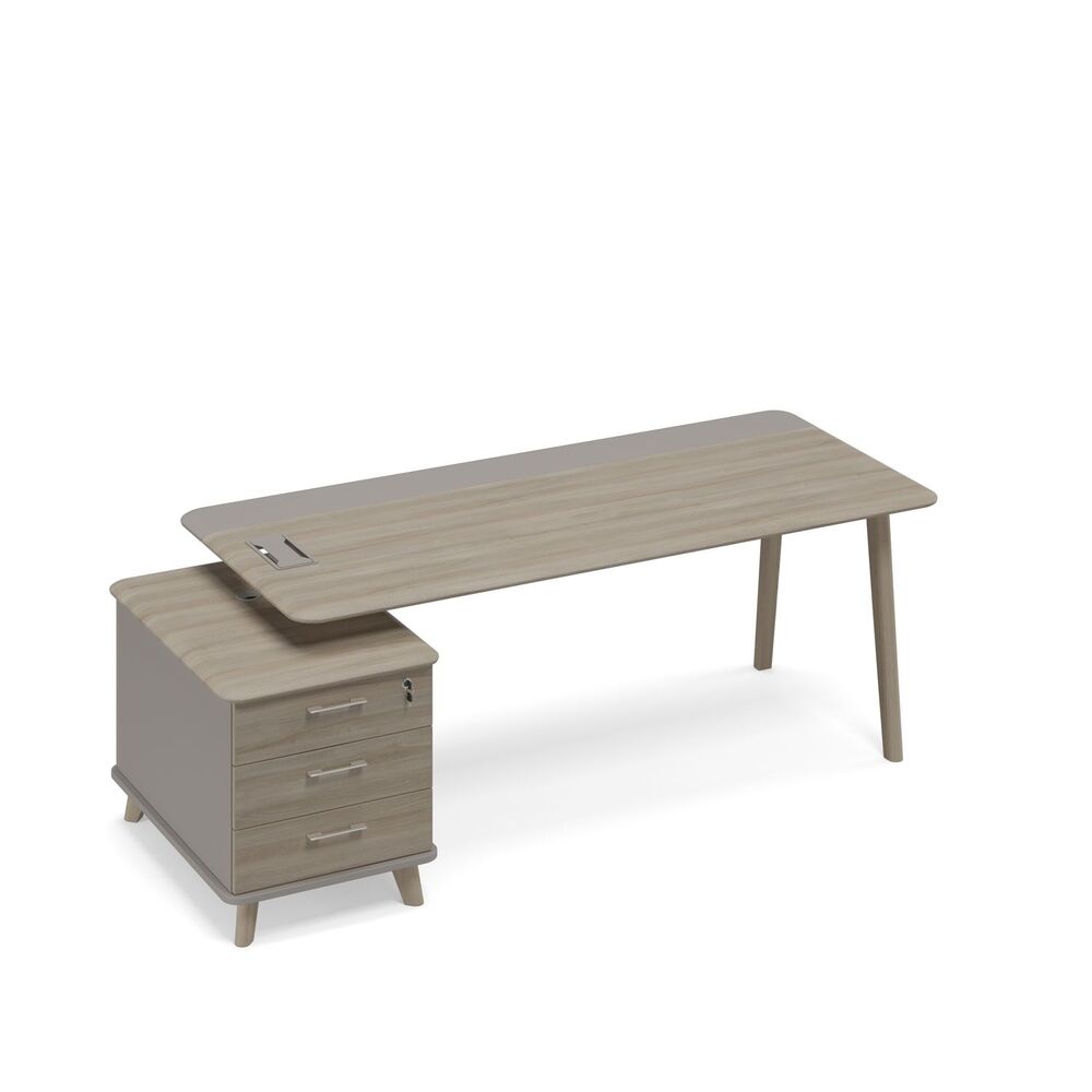 Стол на опорной тумбе малой левый (тип 1) WOOD